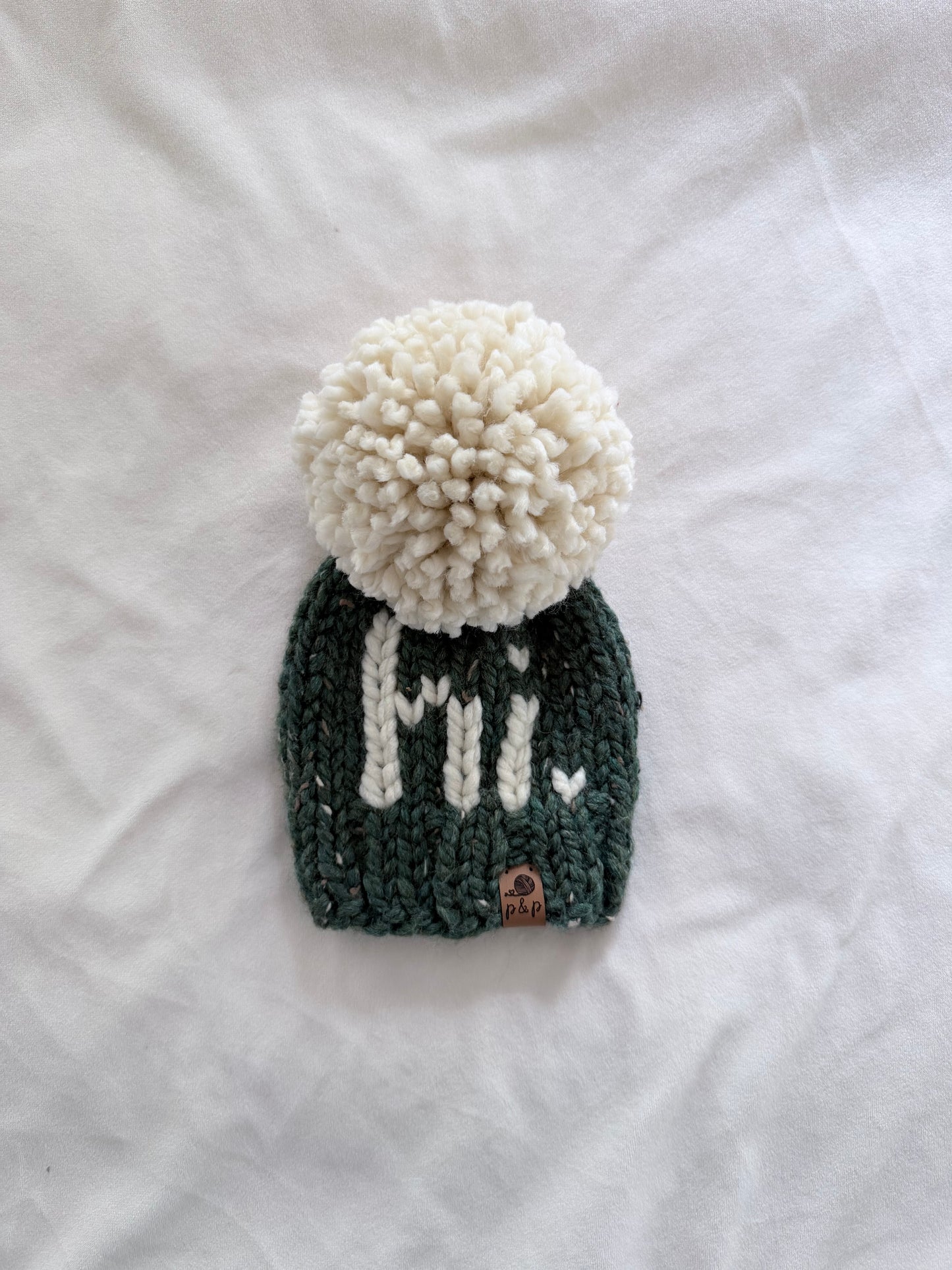 Ready-to-Ship Baby HI Knit Hat | Kale + Cream | 0-3 Months