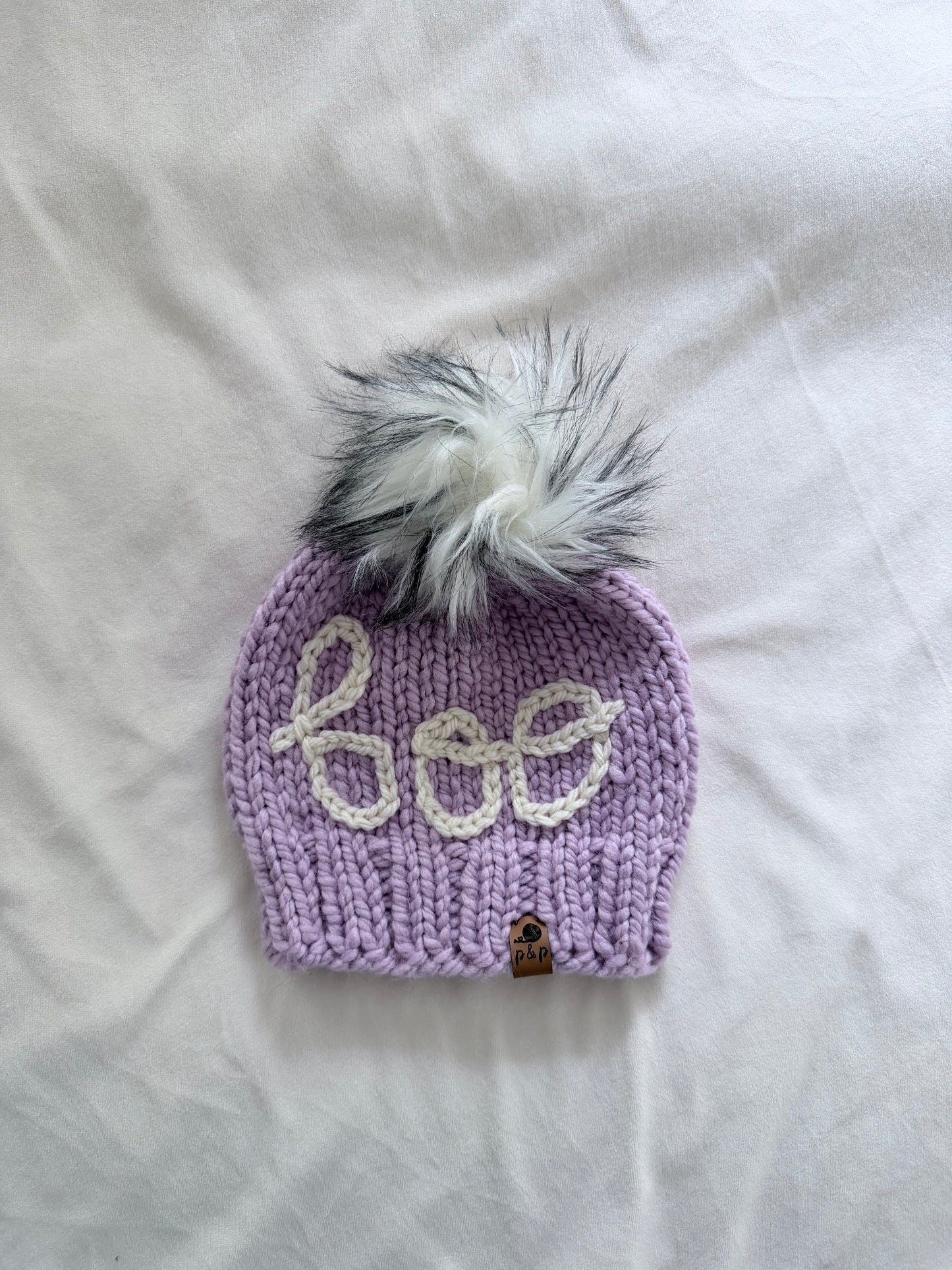 Ready-to-Ship Toddler Embroidered BOO Knit Hat | Fairy + Cream