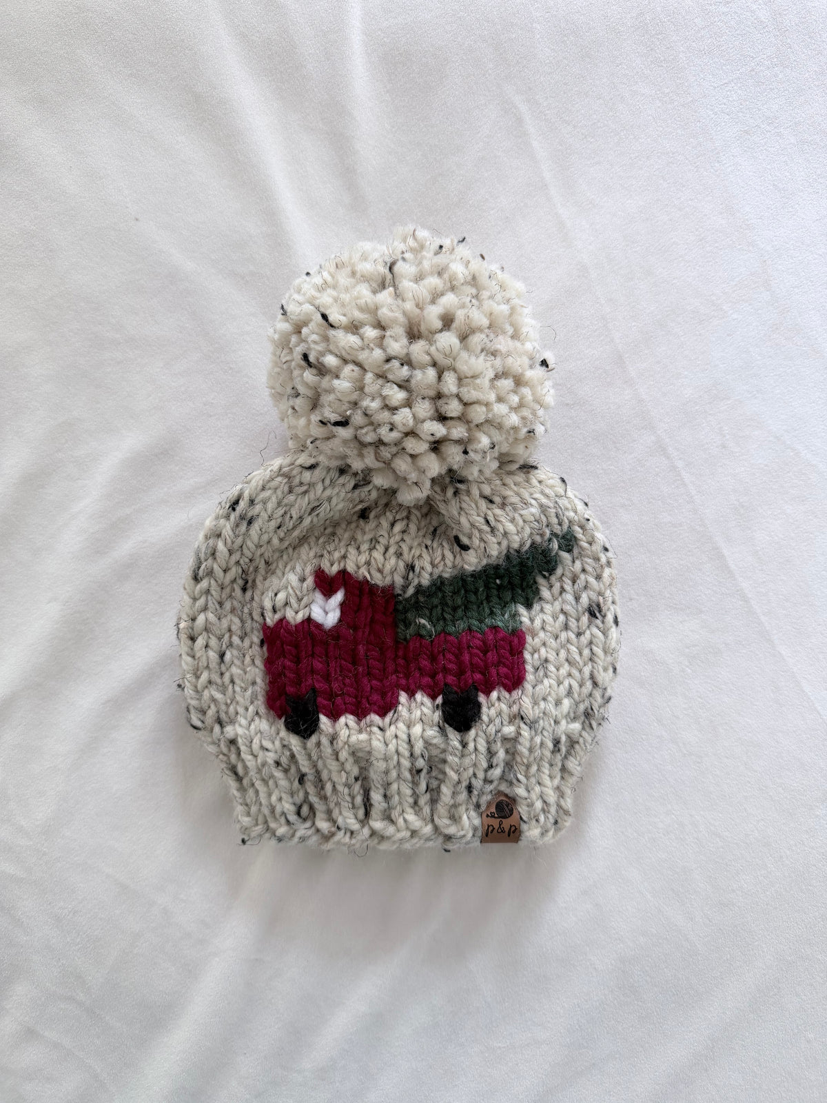 Ready-to-Ship Toddler Christmas Truck Knit Hat | Oatmeal