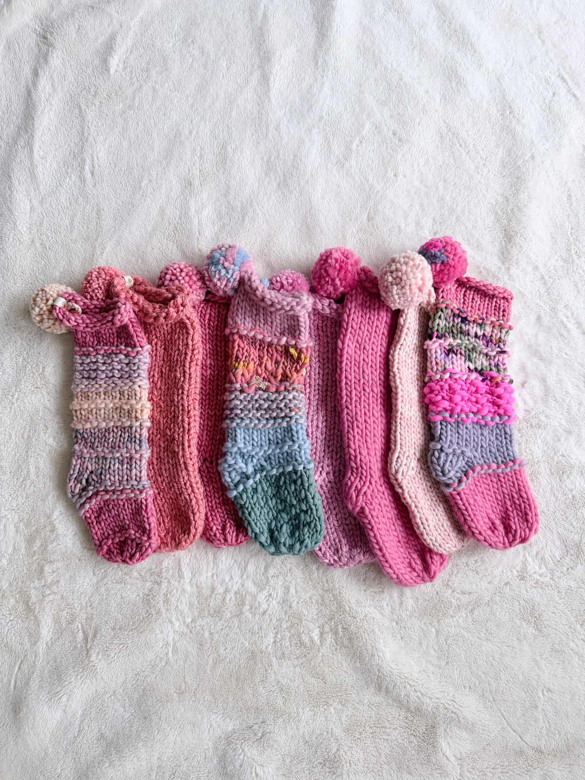 Hand Knit Christmas Stocking | Pink Glacier