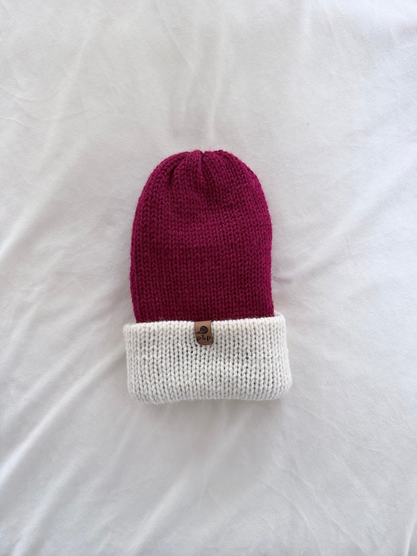 Ready-to-Ship Alpine Santa Beanie | Cranberry + Cream | Medium 6-12 months