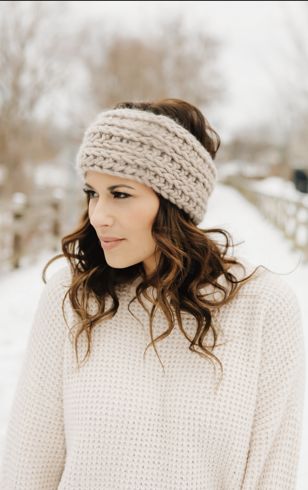 Ready-to-Ship Hand-Knit Wool Headband | Taupe