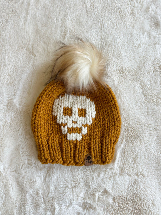 Toddler skull in butterscotch + cream
