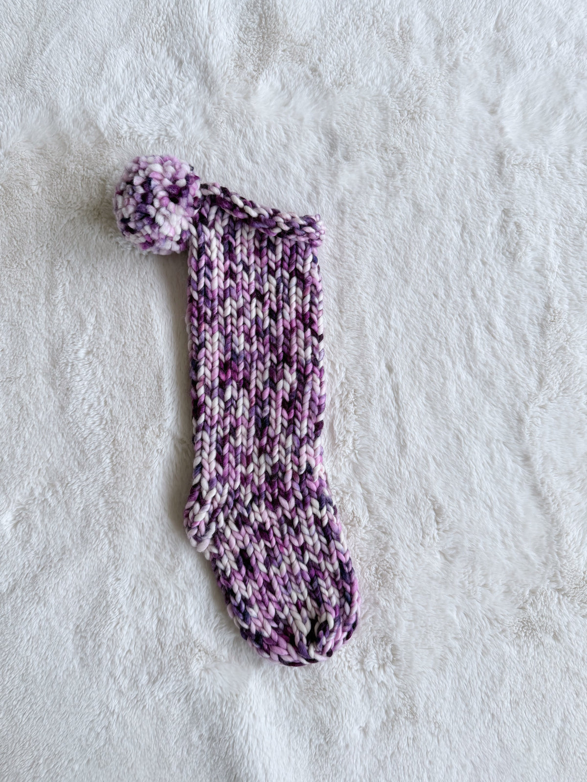 Hand Knit Christmas Stocking | Blueberry Cream