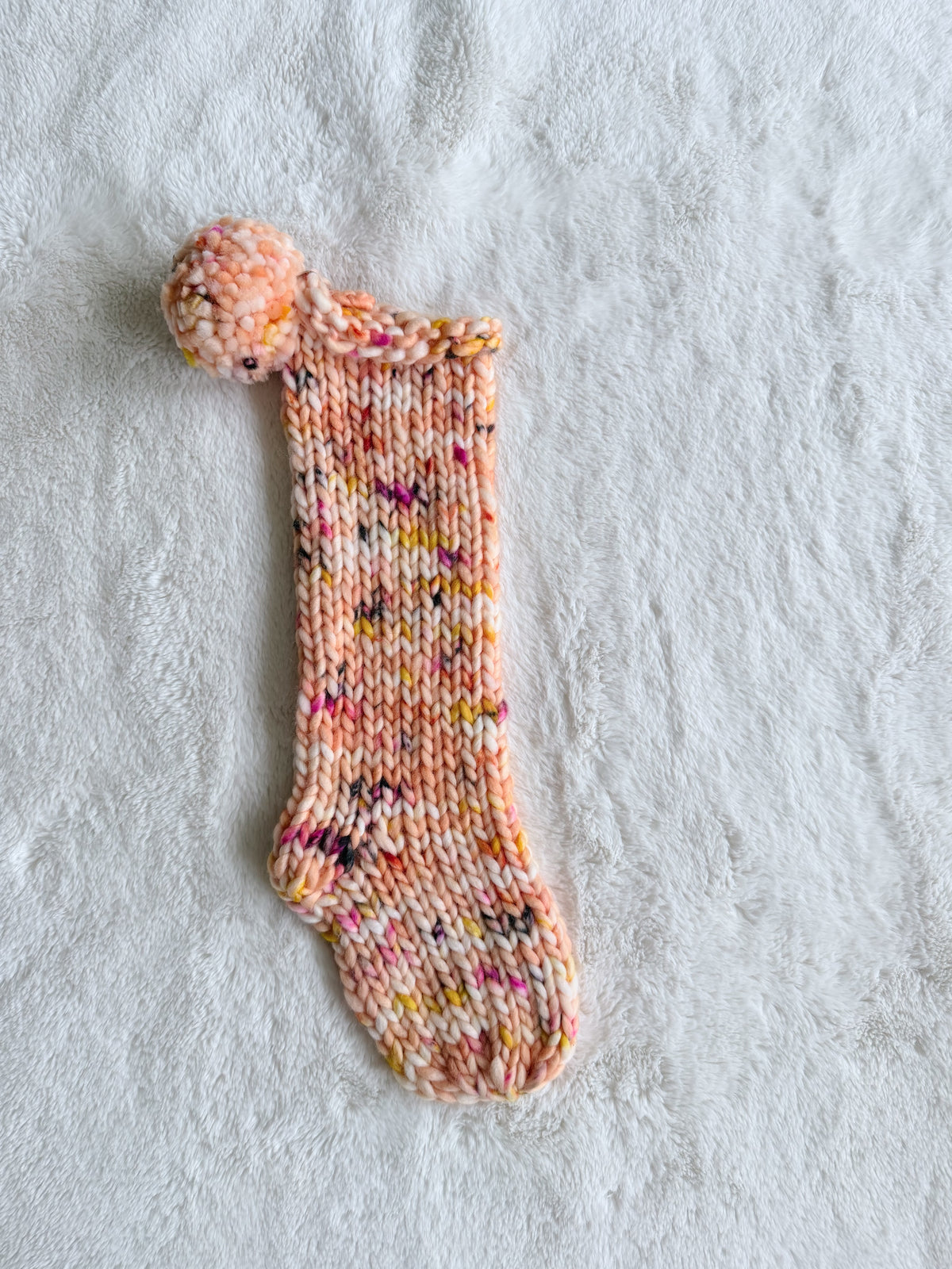 Hand Knit Christmas Stocking | Peach Blossom
