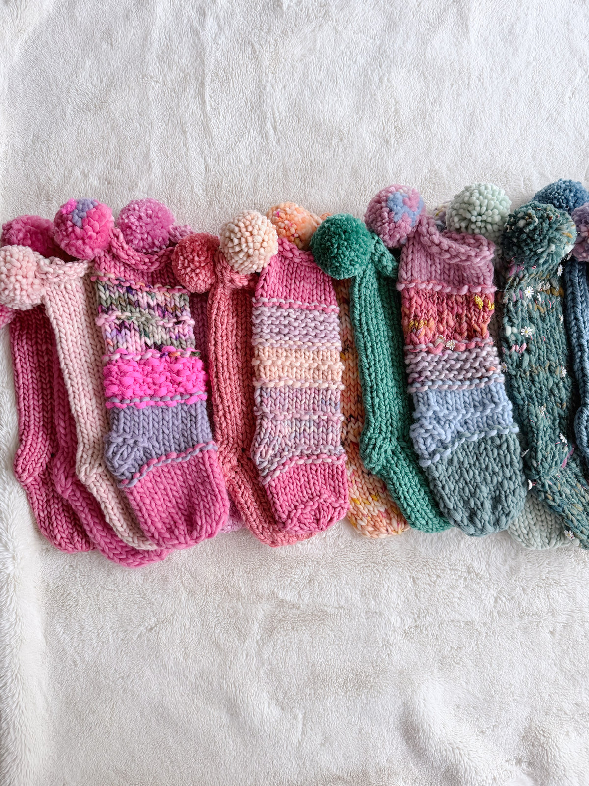 Hand Knit Christmas Stocking | Pink Glacier