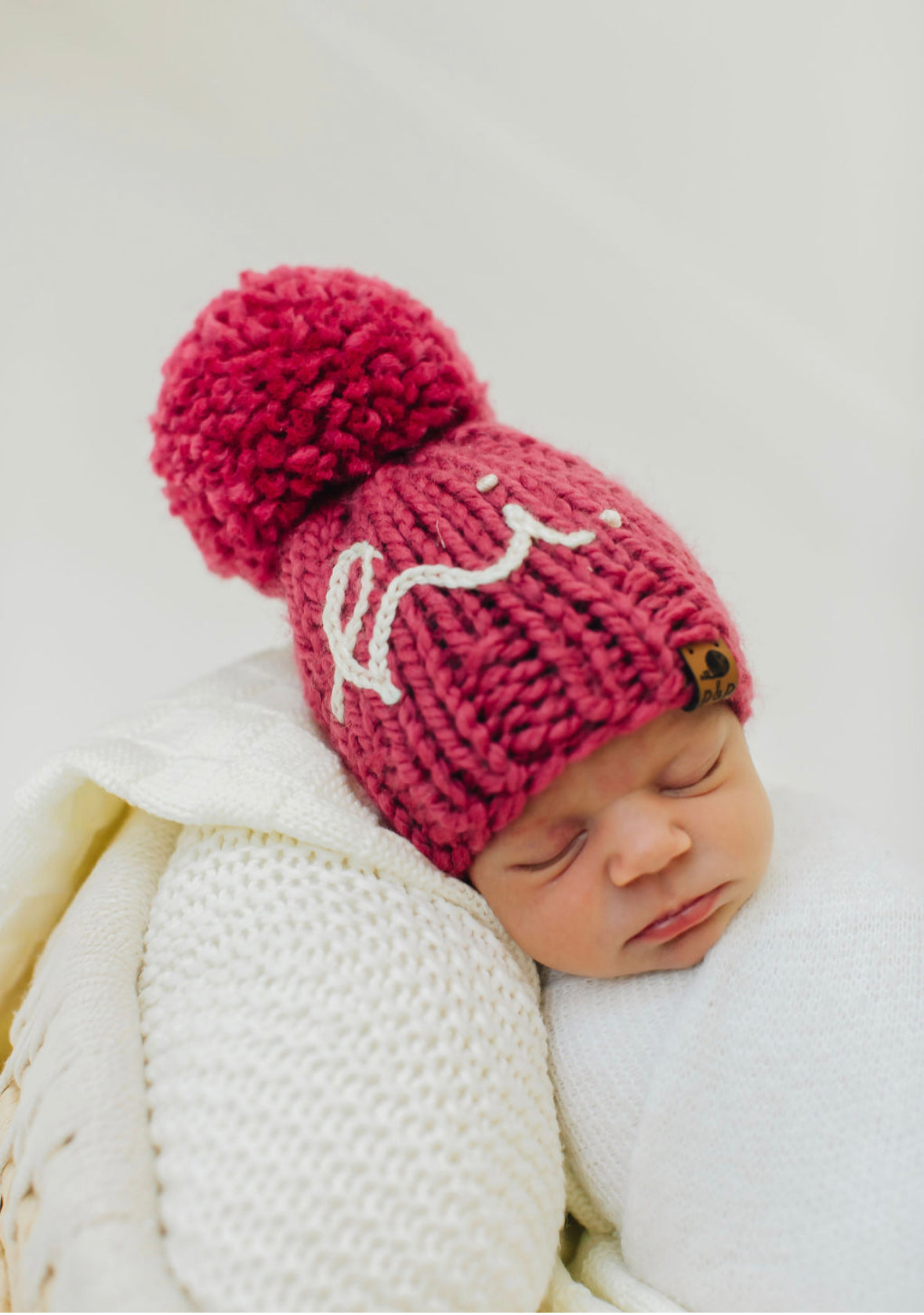 Hand Knit Baby Beanie – Embroidered Hi Hat | Pine & Poppy
