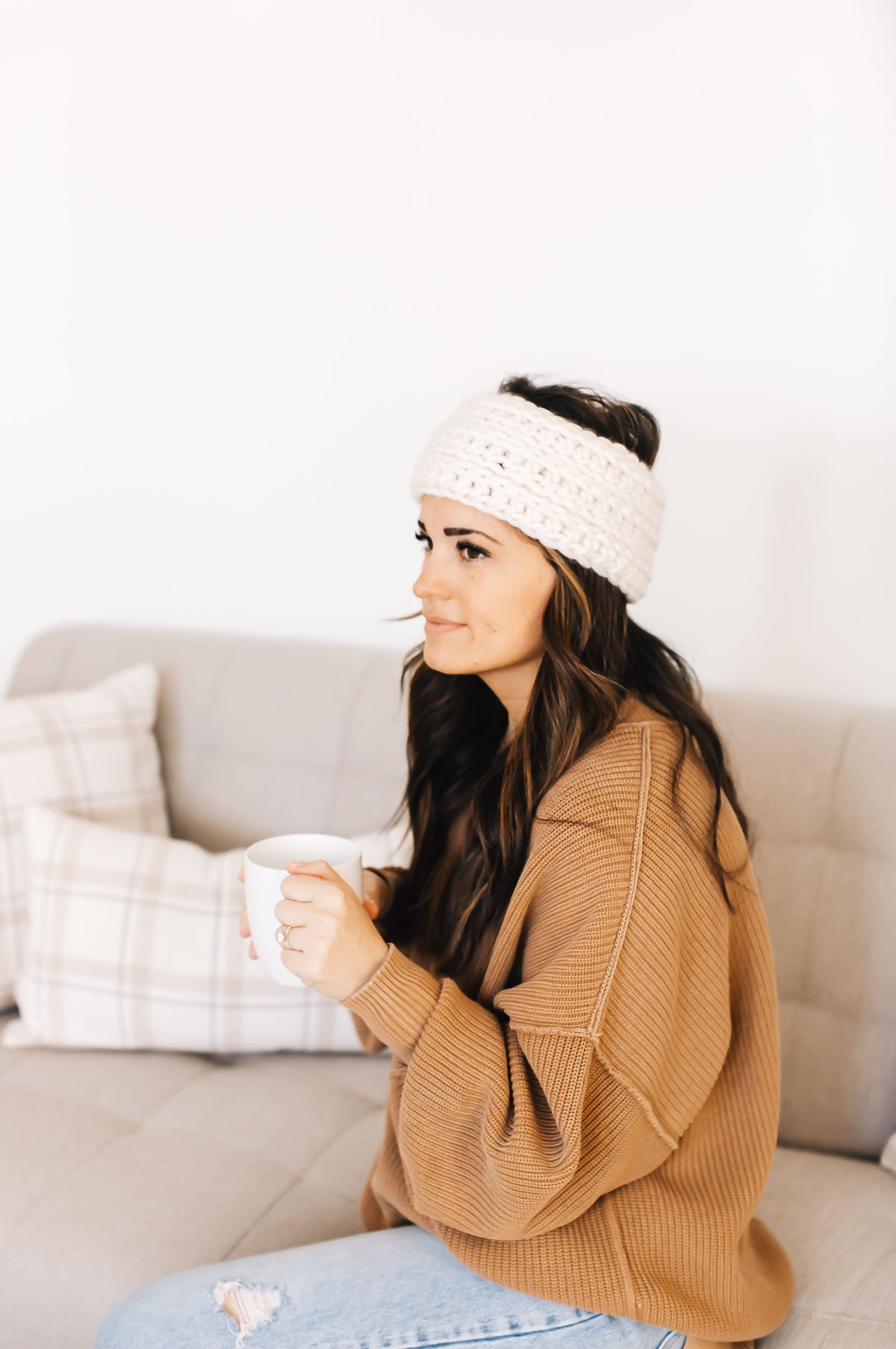Ready-to-Ship Hand-Knit Wool Headband | Cream