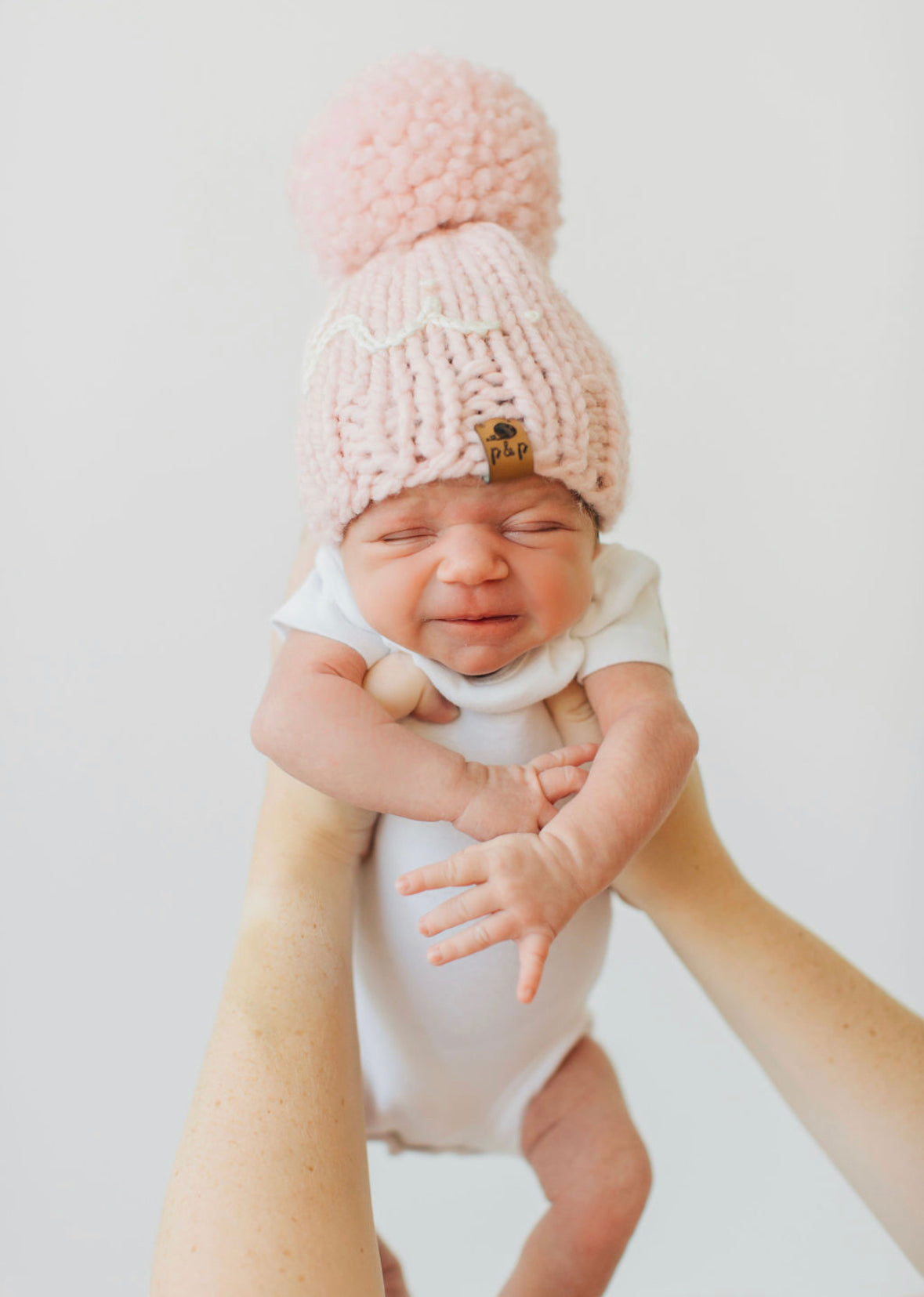 Hand Knit Baby Beanie – Embroidered Hi Hat | Pine & Poppy