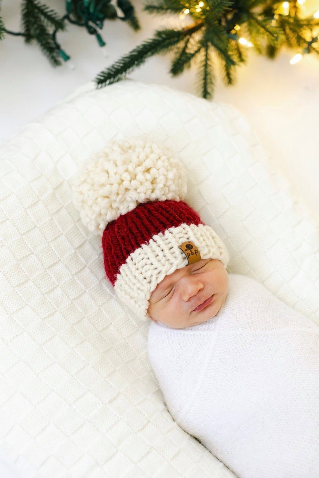 Ready-to-Ship Classic Santa Knit Hat | Red + Cream