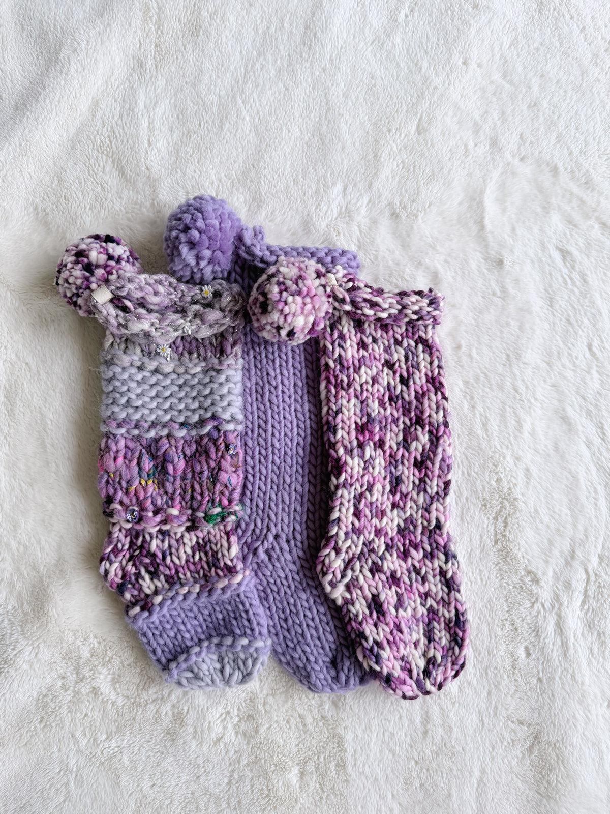Hand Knit Christmas Stocking | Blueberry Cream