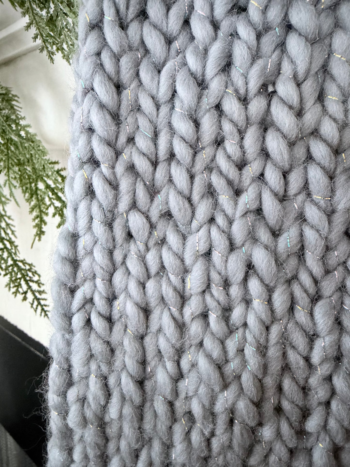 Ready to ship stocking Grey Sparkle