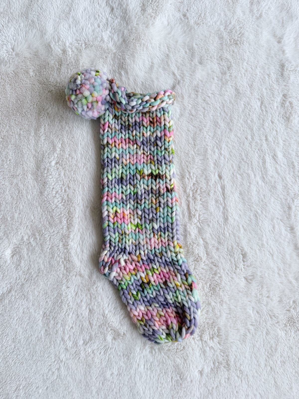 Hand Knit Christmas Stocking | Rainbow Valley