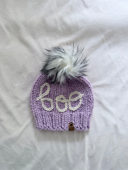 Ready-to-Ship Toddler Embroidered BOO Knit Hat | Fairy + Cream