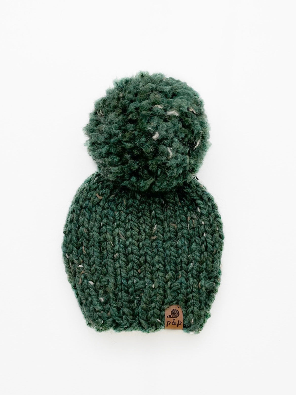 Hand Knit Pom Pom Beanie – Classic Christmas Green | Pine & Poppy
