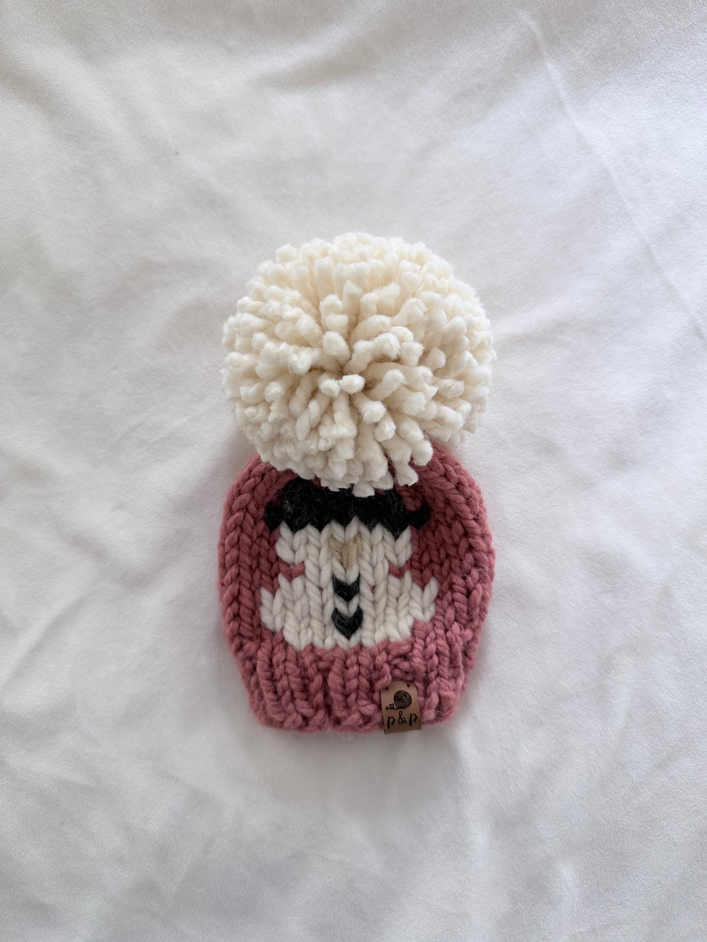 Ready-to-Ship Newborn Snowman Knit Hat | Terracotta + Cream
