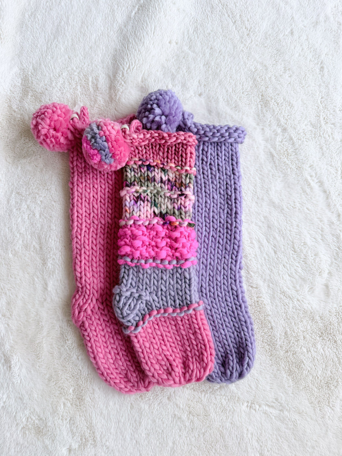 Hand Knit Christmas Stocking | Pink Glacier