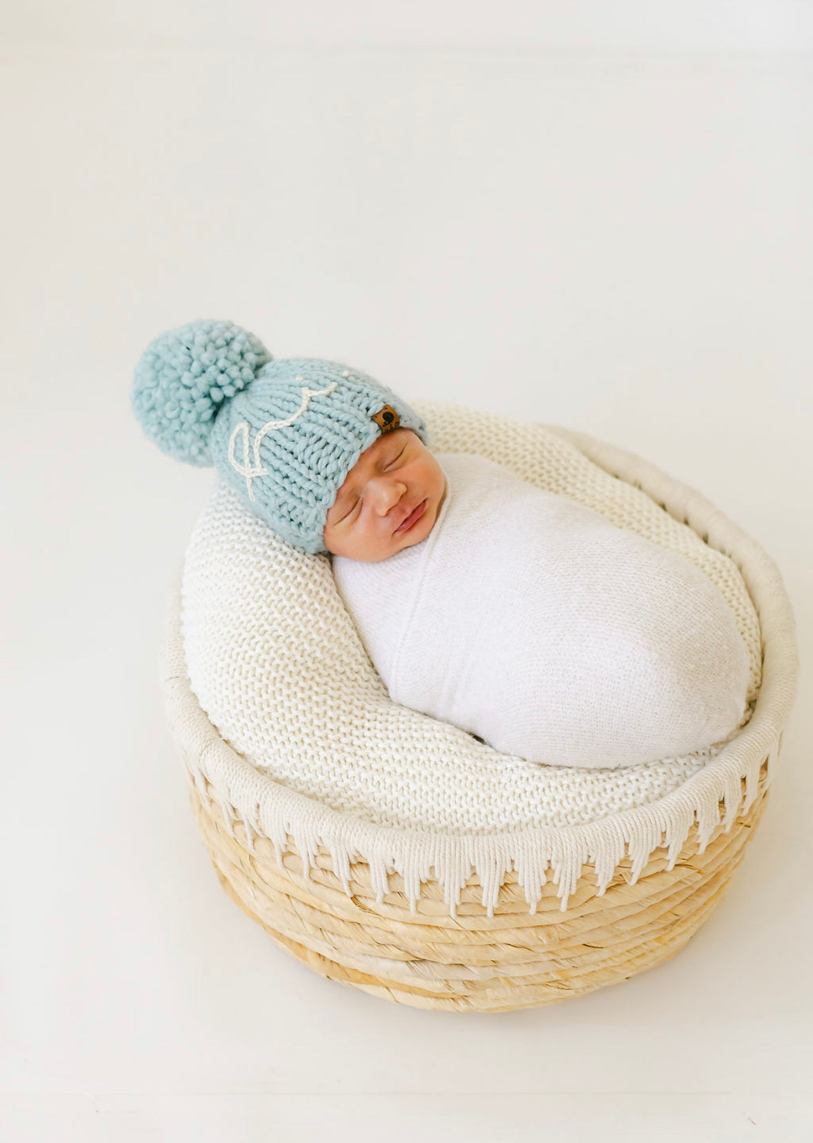 Hand Knit Baby Beanie – Embroidered Hi Hat | Pine & Poppy