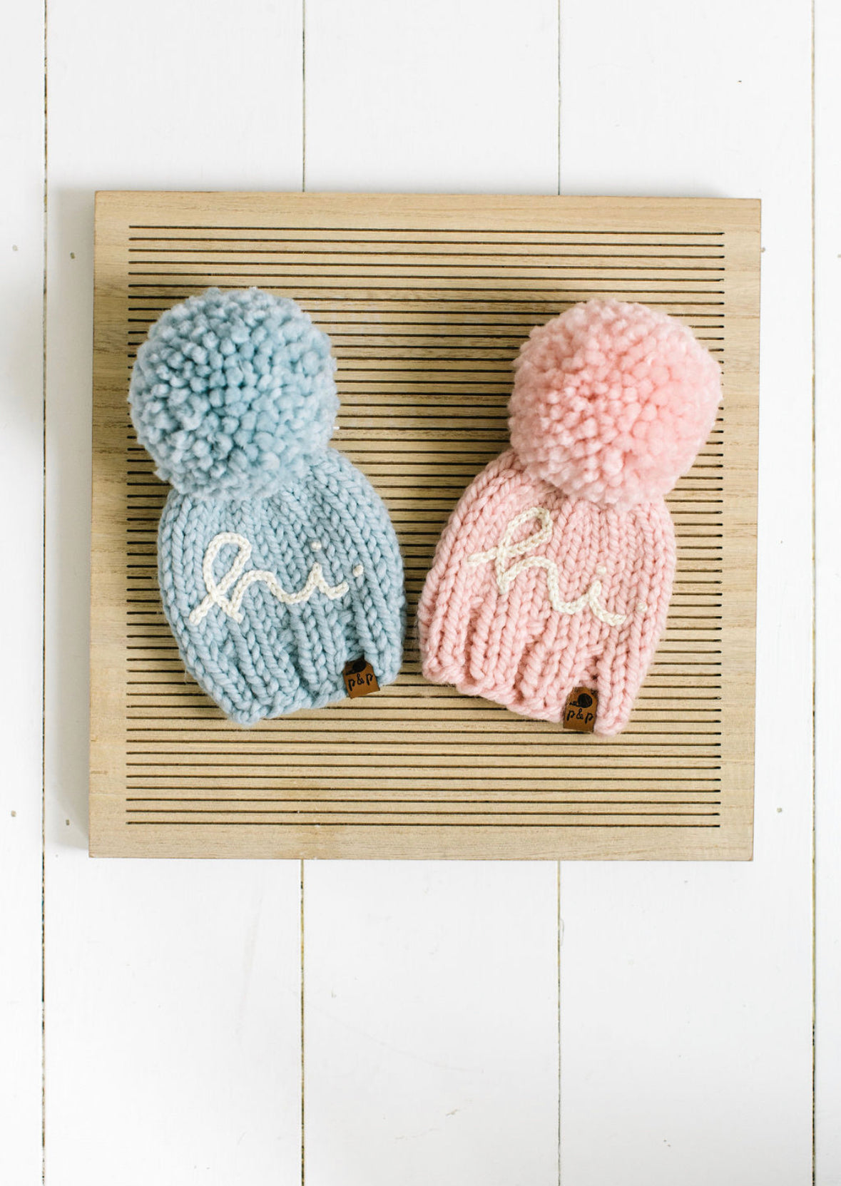 Hand Knit Baby Beanie – Embroidered Hi Hat | Pine & Poppy