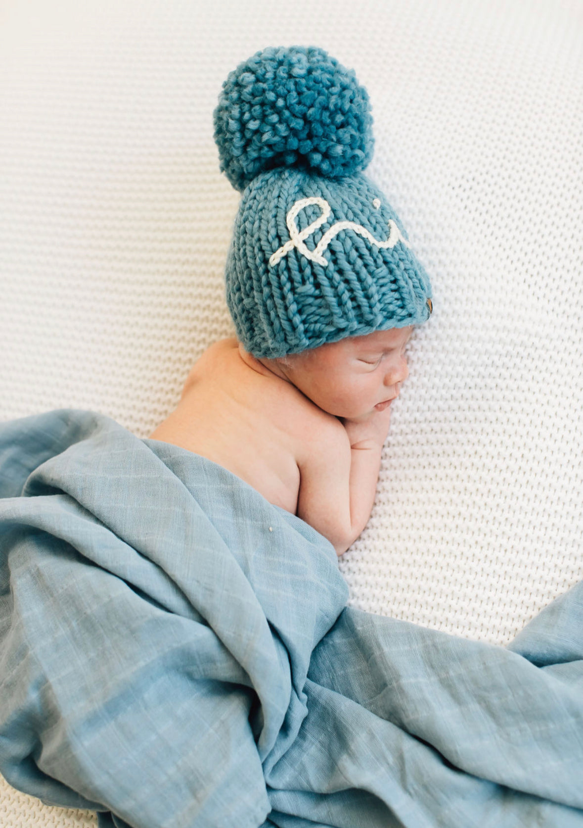 Hand Knit Baby Beanie – Embroidered Hi Hat | Pine & Poppy