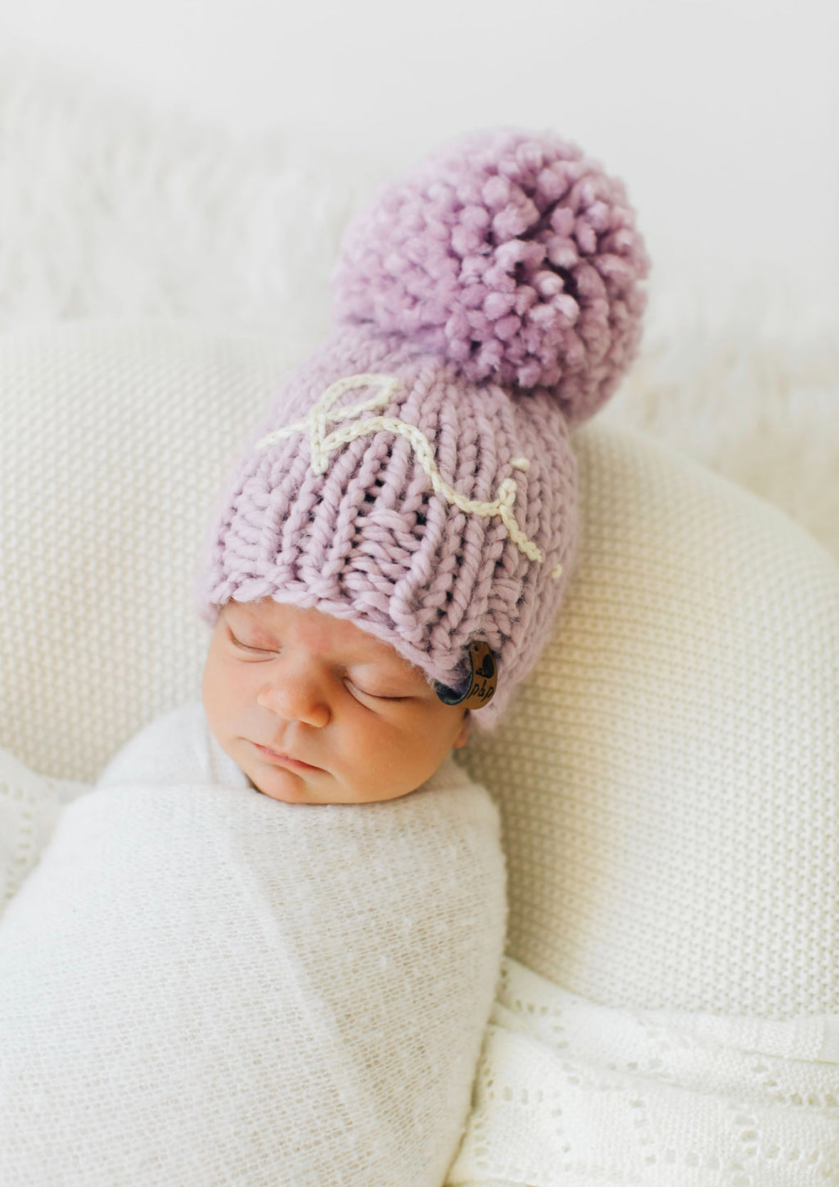 Hand Knit Baby Beanie – Embroidered Hi Hat | Pine & Poppy