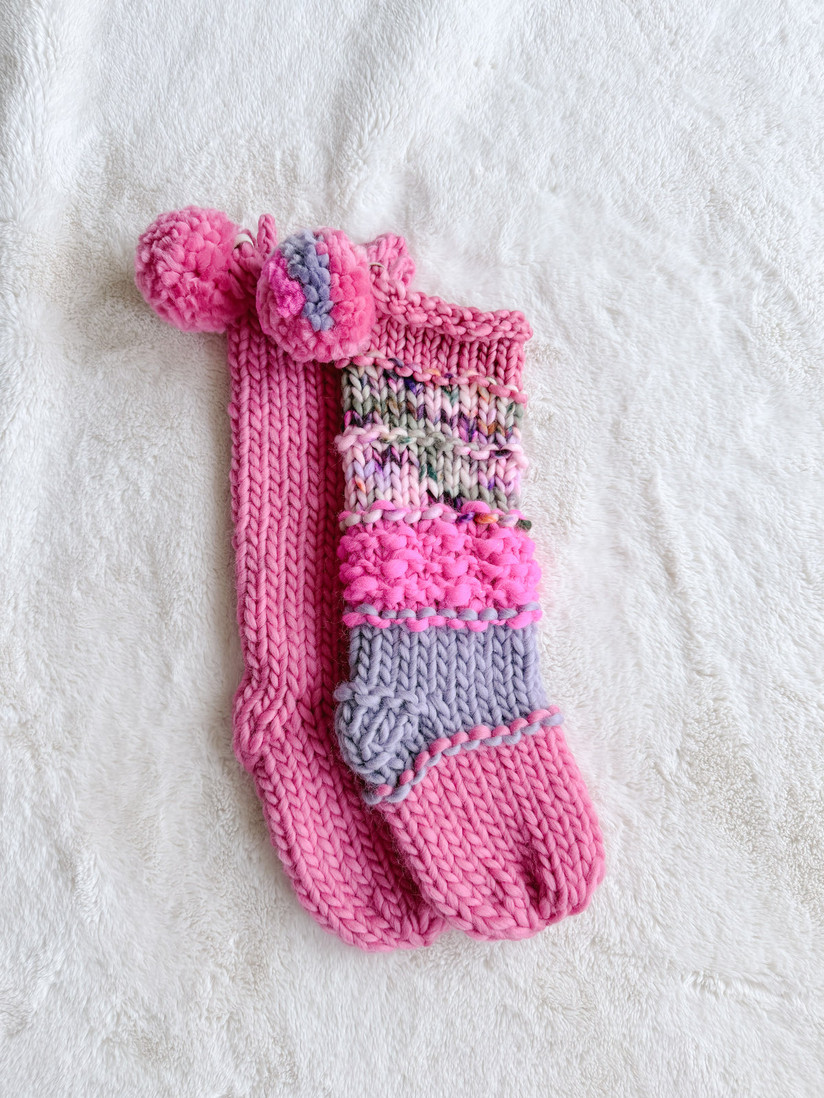 Hand Knit Christmas Stocking | Pink Glacier