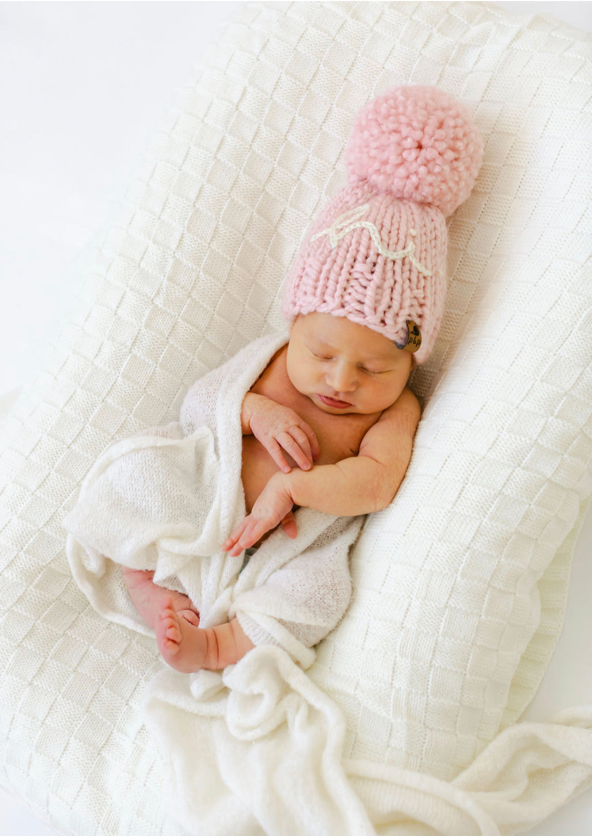 Hand Knit Baby Beanie – Embroidered Hi Hat | Pine & Poppy